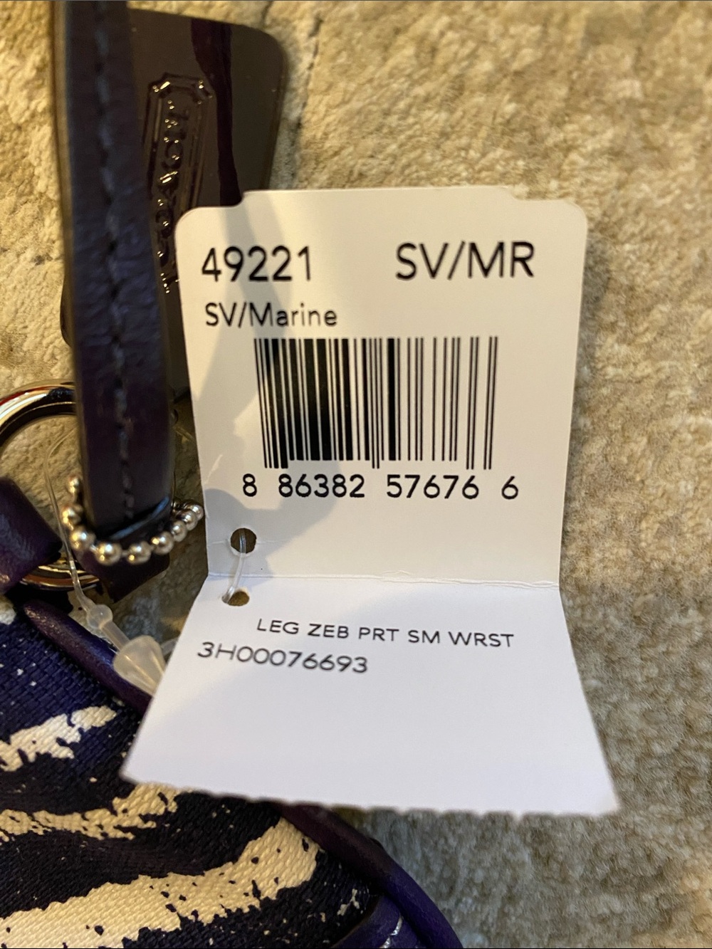 NWT Coach Dark Purple & White Zebra-Stripe Wristlet Clutch - Picture 2 of 3